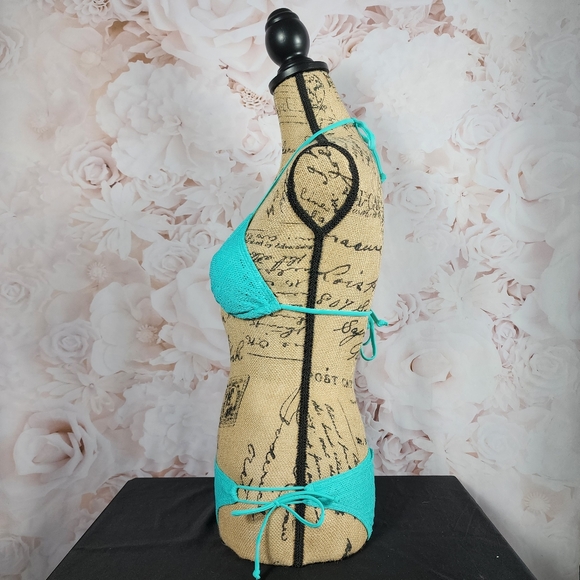 Turquoise Triangle Halter Bikini Set XS - Picture 3 of 8